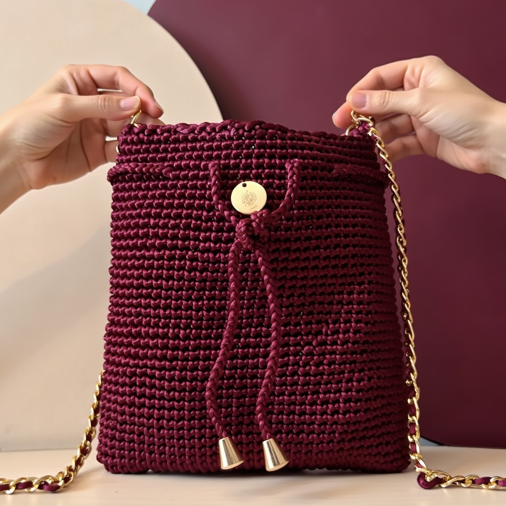 Diseño exclusivo de mochila color vino profundo, perfecta para ocasiones especiales.